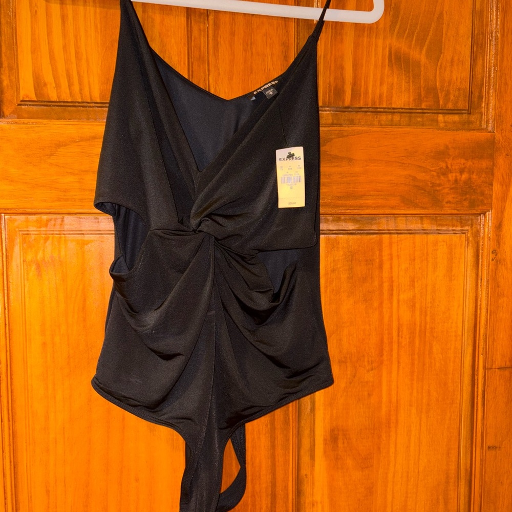 Express Charcoal Twist Detail Bodysuit